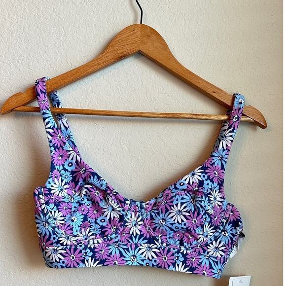 New‎ L*Space Oopsie Daisy Tryout Sports Bra Large Floral Underwire Purple Blue - Picture 5 of 11